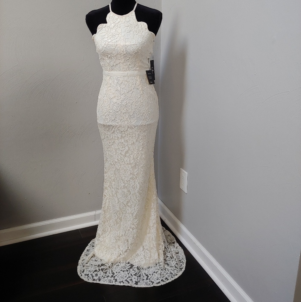 Lulu's zenith cream lace maxi dress